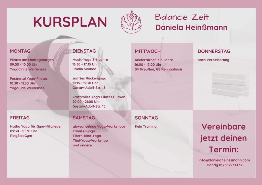 Kursplan Yoga Pilates Berlin Weißensee Daniela Heinßmann